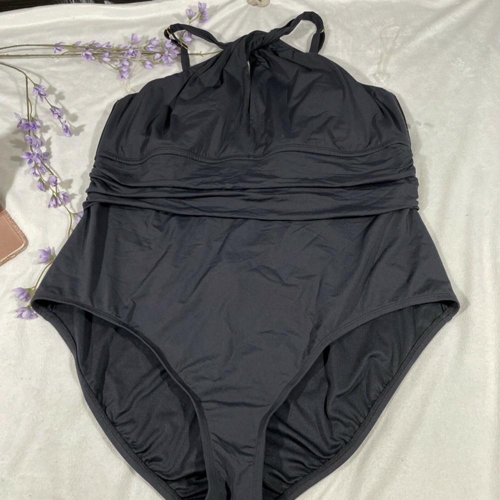 NEW Bleu by Rod Beattie [ 22W ] Urban Keyhole Neck One‎ Piece Swimsuit View 3